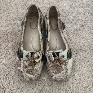 Women's Sperry Brown Snakeskin Boat Shoe